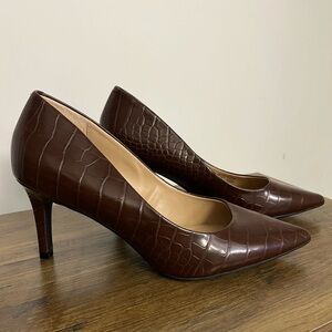 Alfani Step-N-Flex Elegant Brown Crocodile Pattern Heels, Women’s Sz 9.5